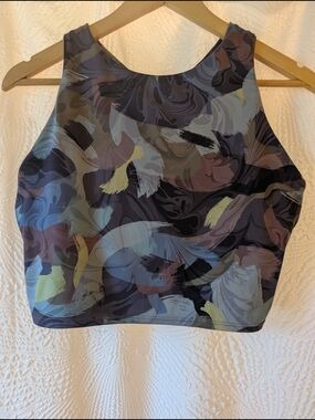 Athleta Abstract Brushstroke High-Neck Crop Tank in Multicolor